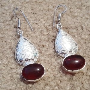Sterling Silver Earrings with Carnelian Stone
